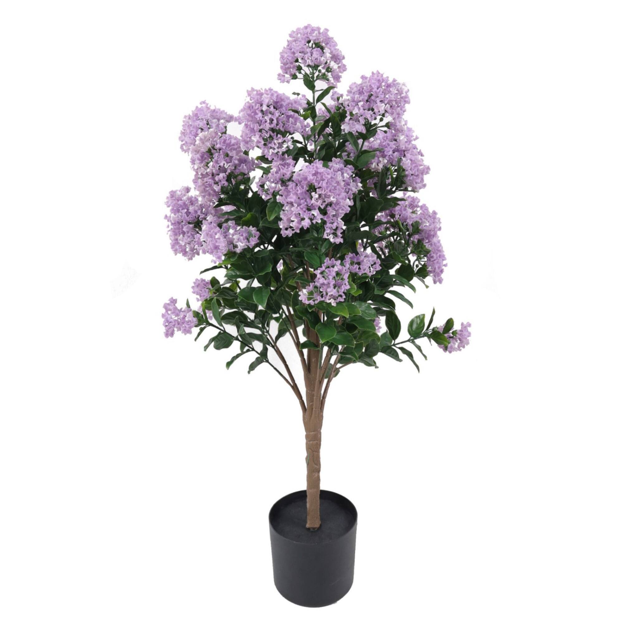 GreenSmart Dekor 4ft. Artificial Lilac Tree Plant in Black Pot